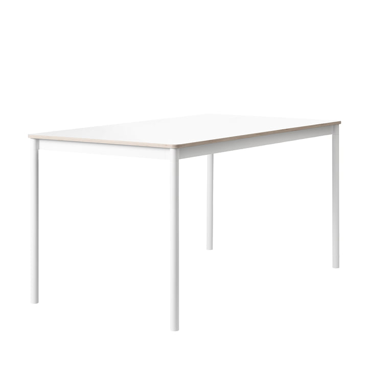Base table by Muuto in white with plywood edge