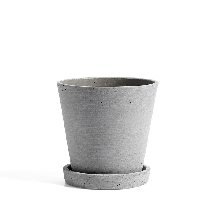 HAY - Flowerpot with saucer M, grey