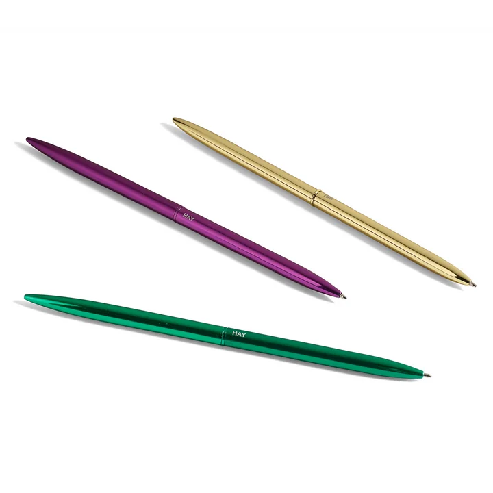 Ballpoint pen in gold, green and purple