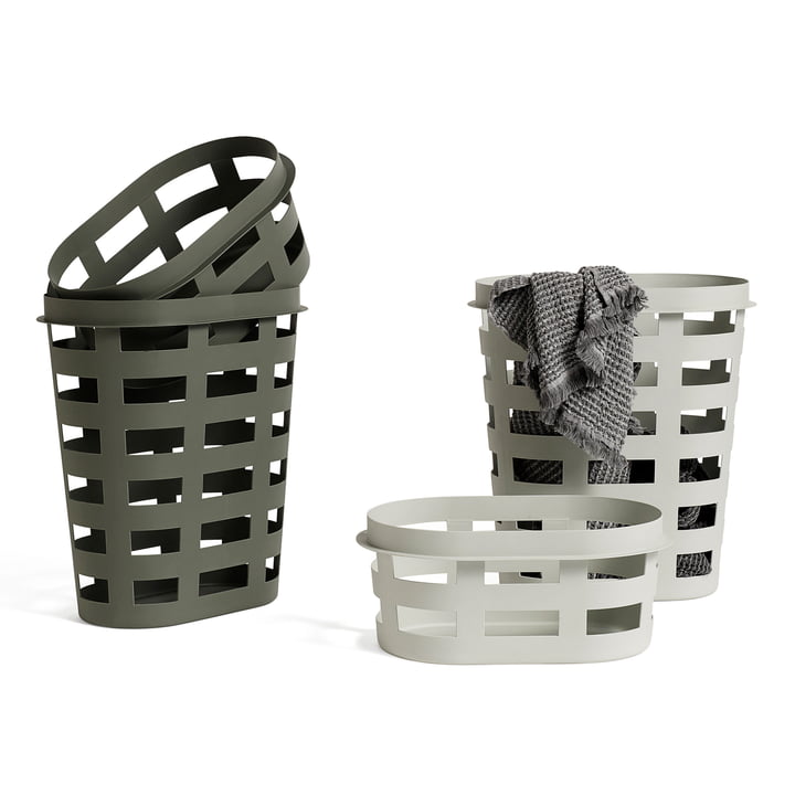 The Hay - Laundry basket in light gray and army, S / L