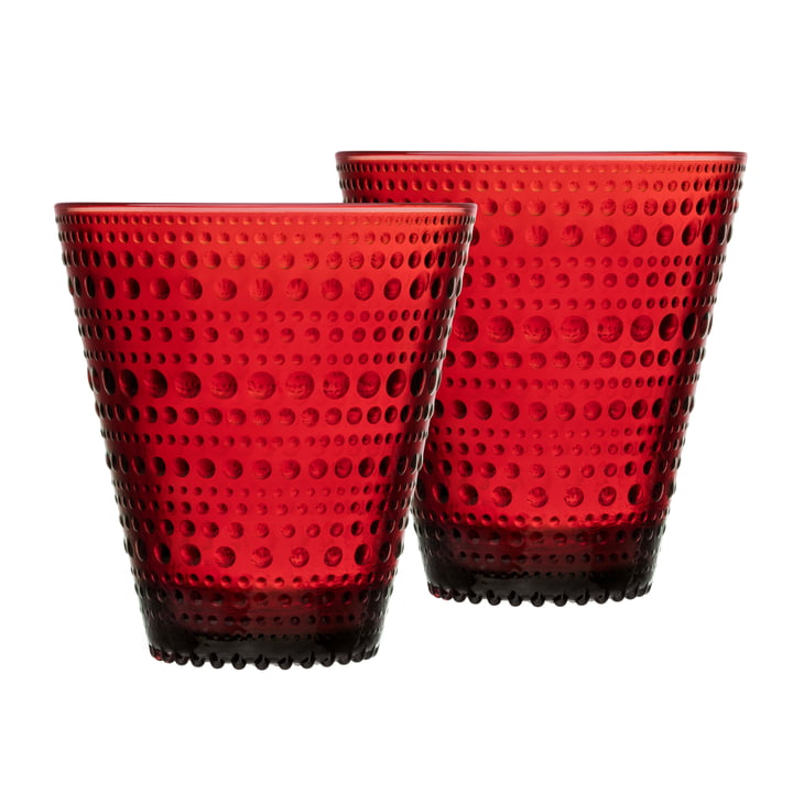 Kastehelmi Drinking glass 30 cl (set of 2) from Iittala in cranberry