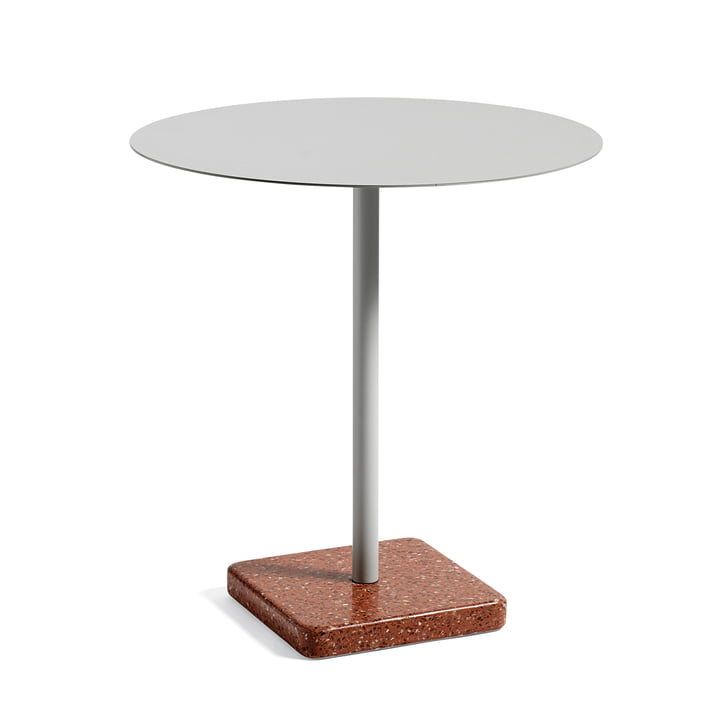 Terrazzo Table round Ø 75 cm, light grey / red from Hay