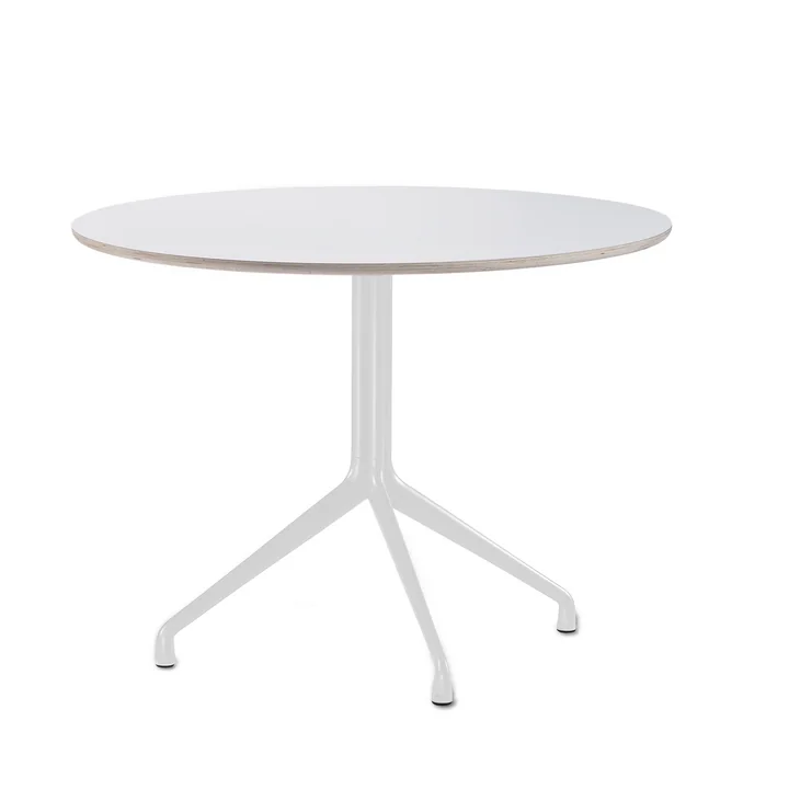 HAY - About A Table AAT 20 dining table, 3 legs, Ø110 cm, white / white (plastic glides)