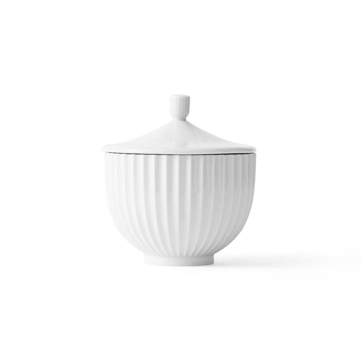 Bowl with Lid porcelain ø 14 cm by Lyngby Porcelæn in white