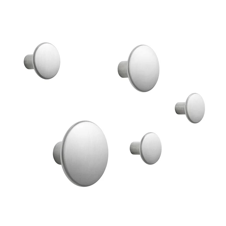 Set of 5 wall hooks " The Dots Metal " from Muuto from aluminum