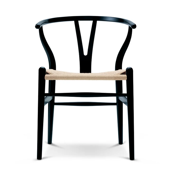 CH24 Wishbone Chair from Carl Hansen in beech black / natural wickerwork