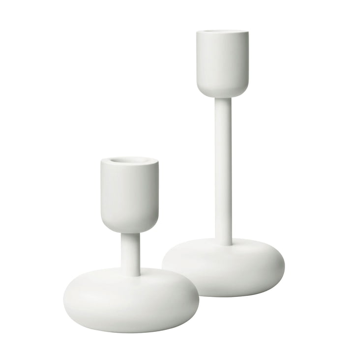Iittala - Nappula candle holder, set of 2, 107+183 mm, white
