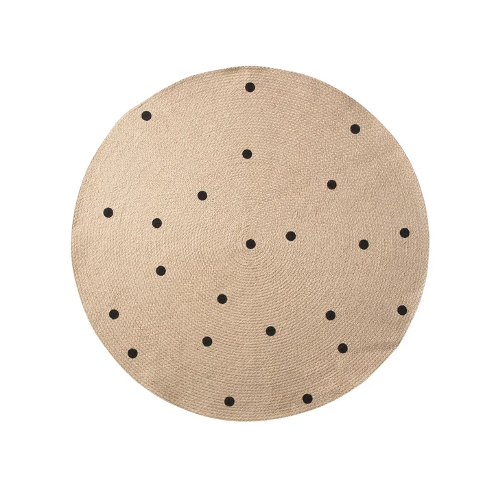 Black Dots Jute Rug Ø 100 cm by Ferm Living