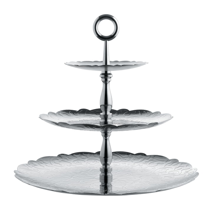 Dressed for X-Mas cake stand with 3 tiers by Alessi made of stainless steel