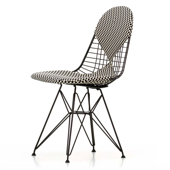 Vitra - Wire Chair DKR-2 Bikini, Hopsak Checker, black frame, felt glides (basic dark)