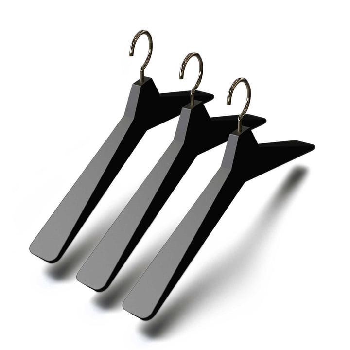The Frost clothes hangers Unu 4 set of 3 in black / polished