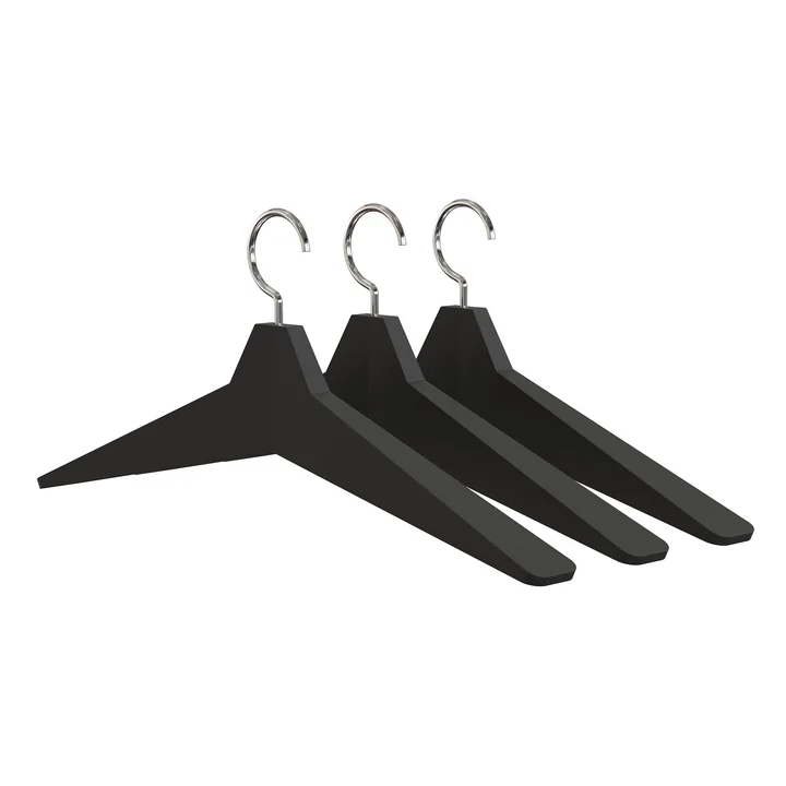 The Frost clothes hangers Unu 4 set of 3 in black / polished