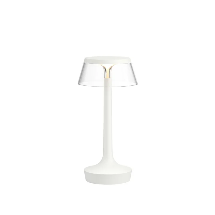 The Flos - Bon jour Unplugged table lamp in white / transparent crown