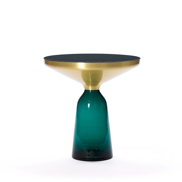 Bell Side table from ClassiCon in brass / emerald green