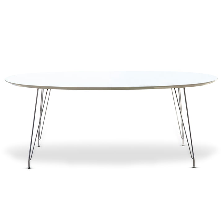 DK10 Dining table oval from Andersen Furniture (table top laminate, white, frame stainless steel chromed)