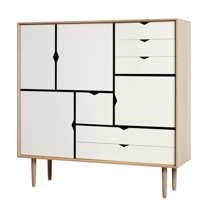 S3 Chest of drawers from Andersen Furniture in soaped oak / white fronts