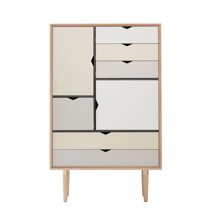 S5 Chest of drawers from Andersen Furniture in soaped oak (fronts silver, beige, metal gray)