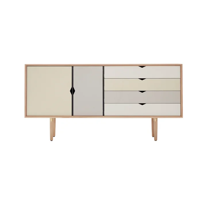 S6 Sideboard from Andersen Furniture in soaped oak (fronts silver, beige, metal gray)