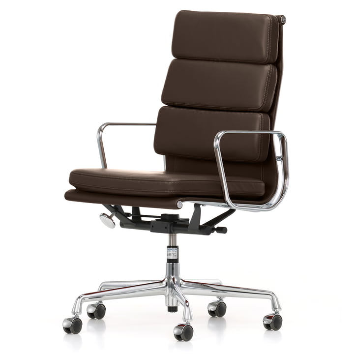 Soft Pad Chair EA 219 from Vitra in Chrome / Chocolate