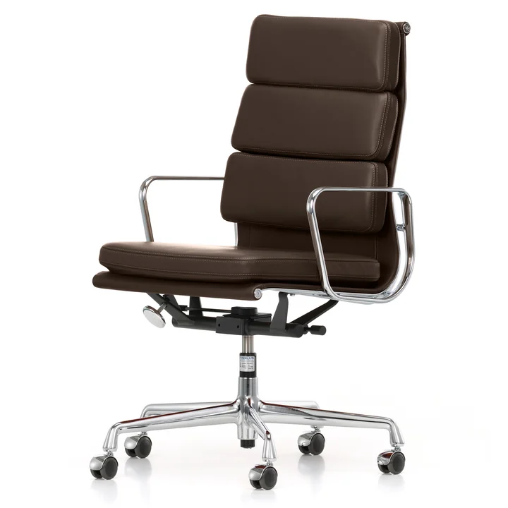 Soft Pad Chair EA 219 from Vitra in Chrome / Chocolate