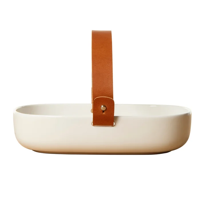 Oiva Serving bowl with leather handle from Marimekko