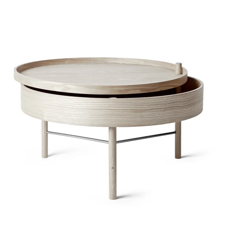 Turning Table from Audo in oak white / black chrome struts