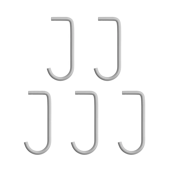 Hooks for metal shelves from String in gray (set of 5)