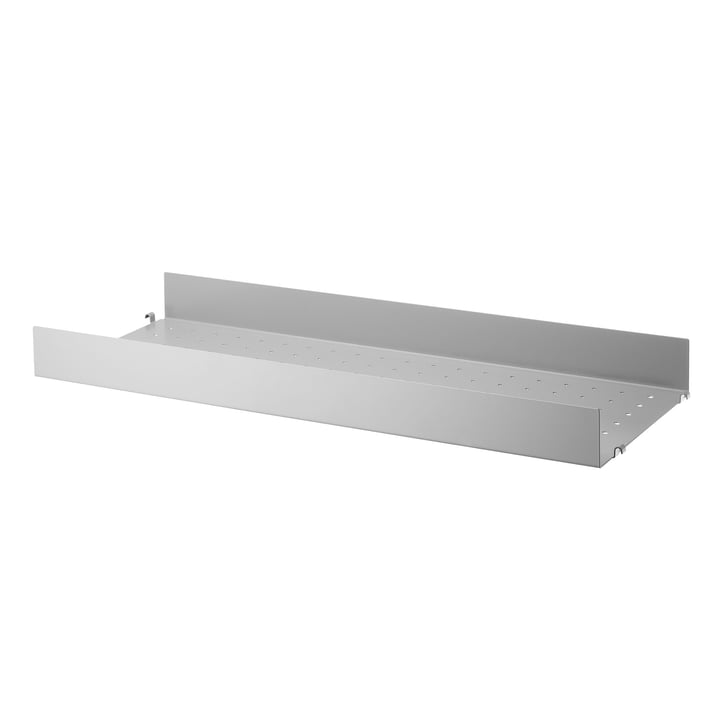 Metal shelf with high edge 78 x 30 cm from String in gray