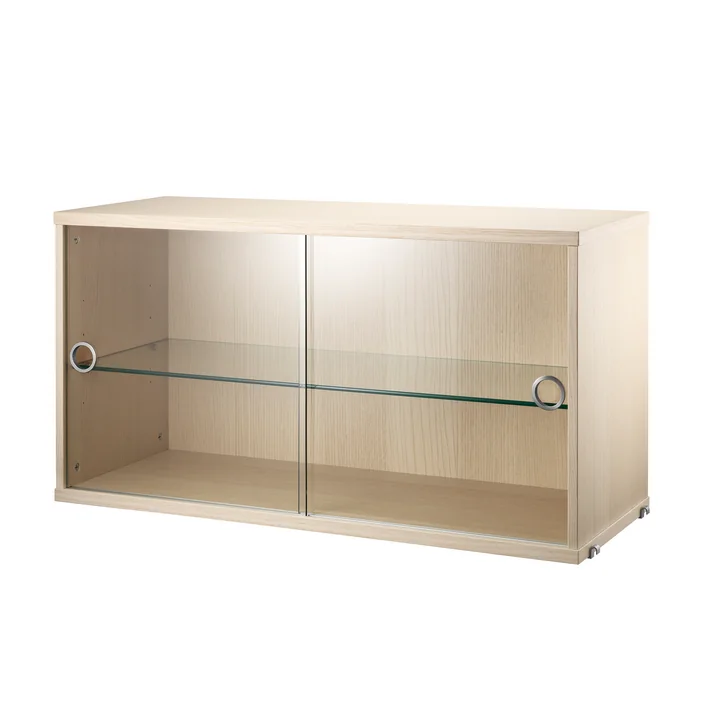 Display cabinet with sliding doors in glass 78 x 30 cm from String in ash