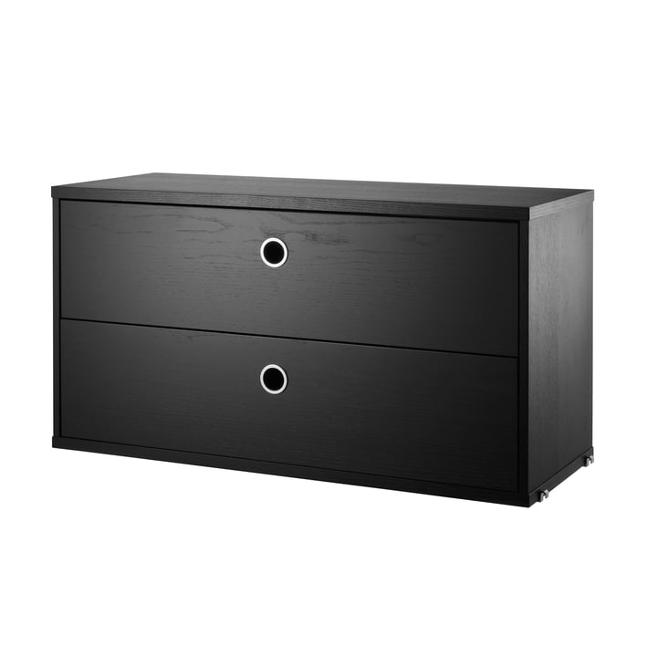 Cabinet module with drawers 78 x 30 cm from String in ash black stained