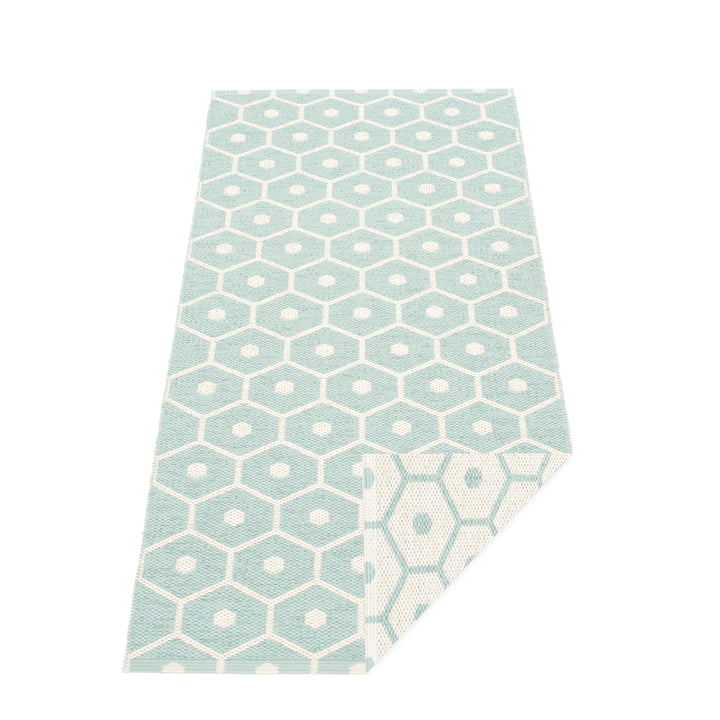 Honey Reversible Rug 70 x 160 cm by Pappelina in Pale Turquoise / Vanilla