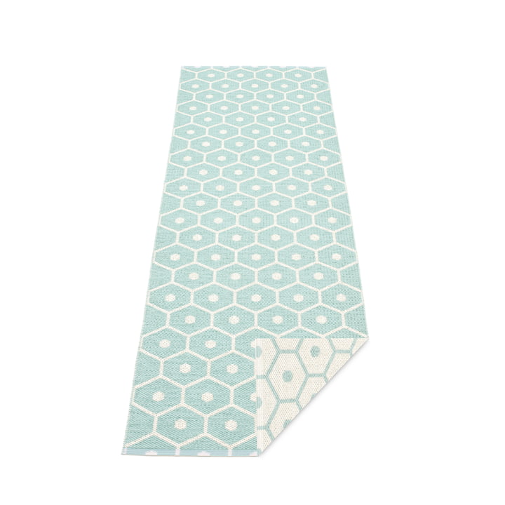 Honey Reversible Rug 70 x 225 cm by Pappelina in Pale Turquoise / Vanilla