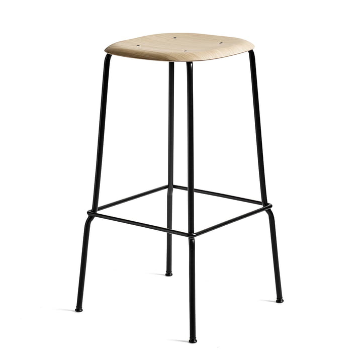 Soft Edge 30 High Stool by Hay in oak matt lacquered / steel black powder coated