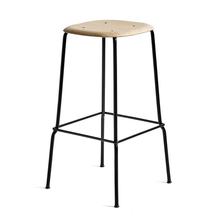 Soft Edge 30 High Stool by HAY in oak matt lacquered / steel black powder coated