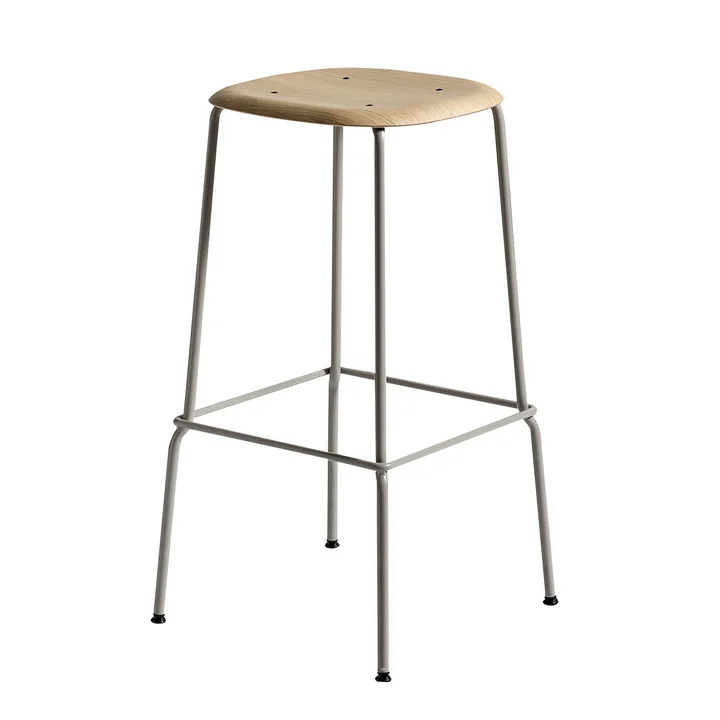 HAY - Soft Edge 30 High Stool, oak matt lacquered / steel soft gray powder coated
