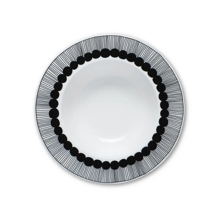 Marimekko - Oiva Siirtolapuutarha Deep Plate, Ø 20 cm in black / white