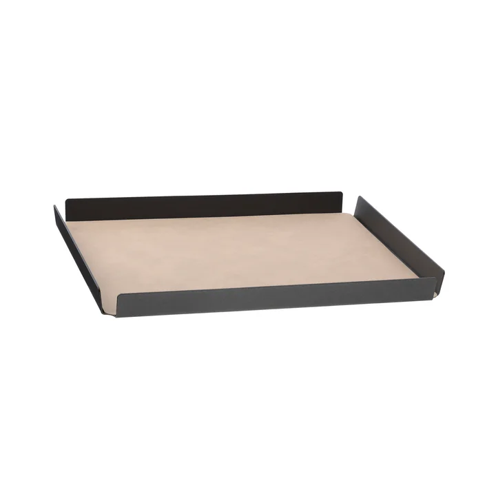Lind DNA - Tray Square M , 28 x 36 cm, aluminium anthracite, Double Cloud brown / Nupo sand (2 mm)