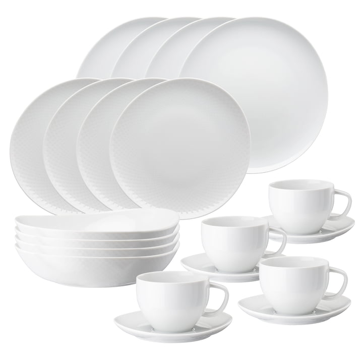 Junto porcelain dinner set by Rosenthal in white (20 pieces)