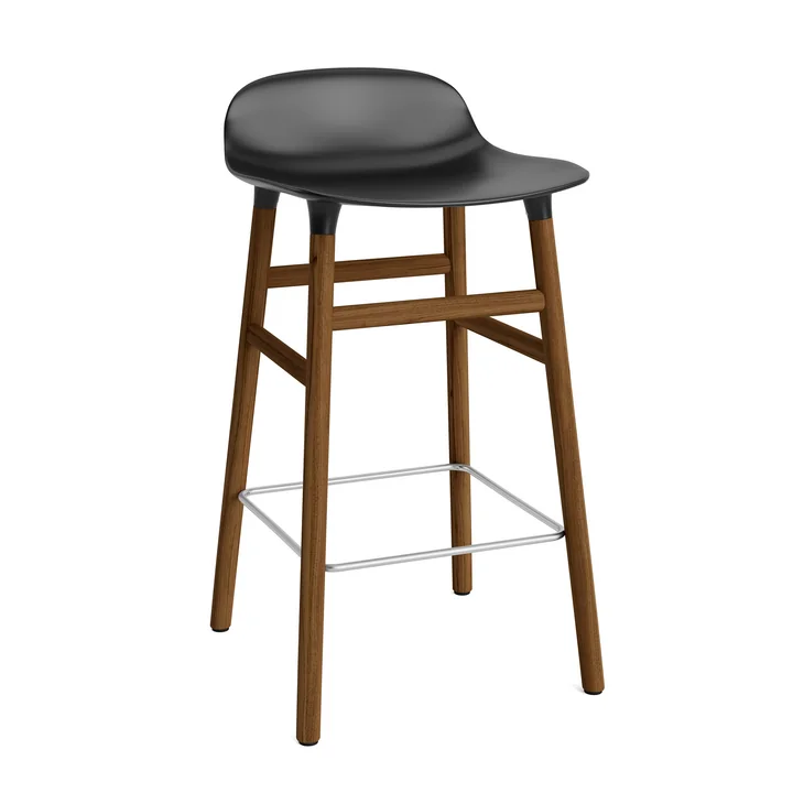 Form Bar Stool 65 cm Walnut Frame / Black by Normann Copenhagen