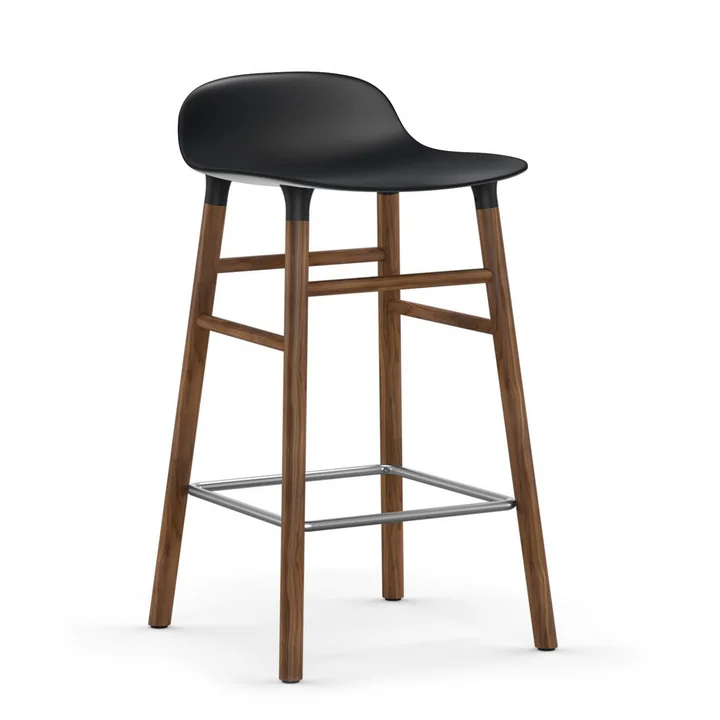 Form Bar Stool 65 cm Walnut Frame / Black by Normann Copenhagen 