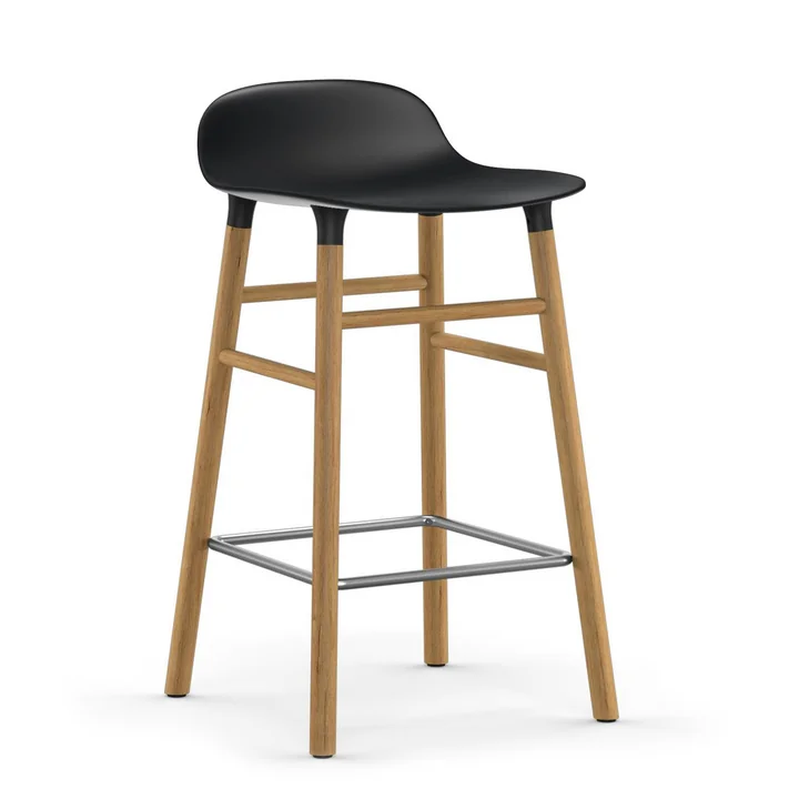 Form Bar Stool 65 cm Oak Frame / Black by Normann Copenhagen 