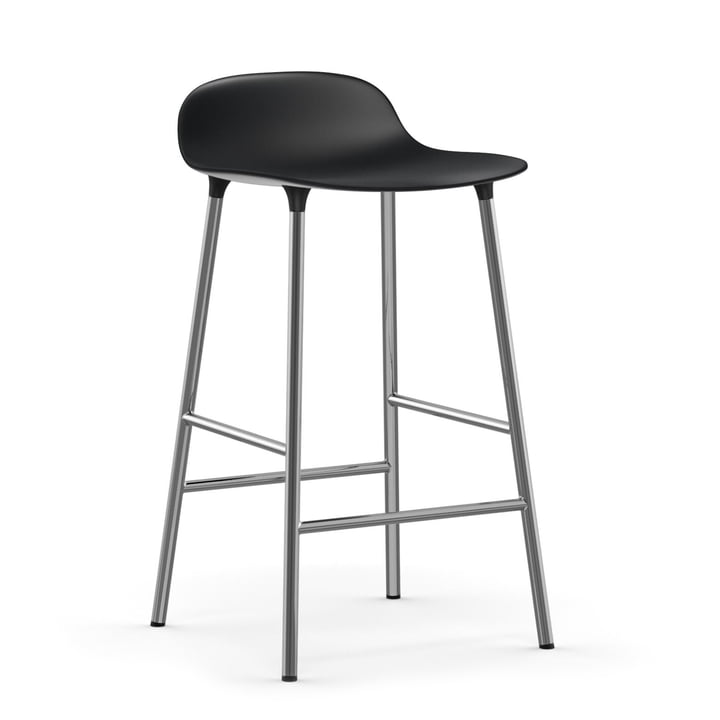 Form bar stool 65 cm frame chrome by Normann Copenhagen in black
