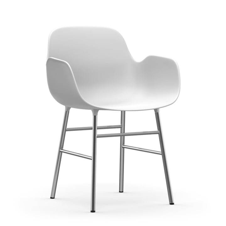 Form Armchair Chrome frame by Normann Copenhagen in white