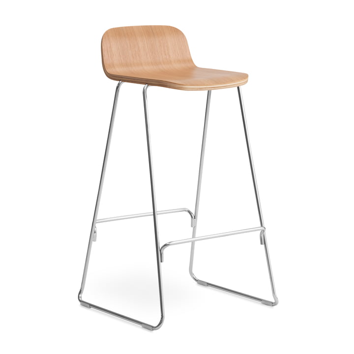 Just bar stool with backrest H 75 cm by Normann Copenhagen in oak nature / chrome