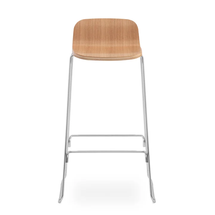 Just bar stool with backrest H 75 cm by Normann Copenhagen in oak nature / chrome