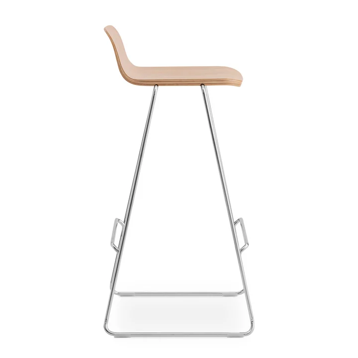 Just bar stool with backrest H 75 cm by Normann Copenhagen in oak nature / chrome