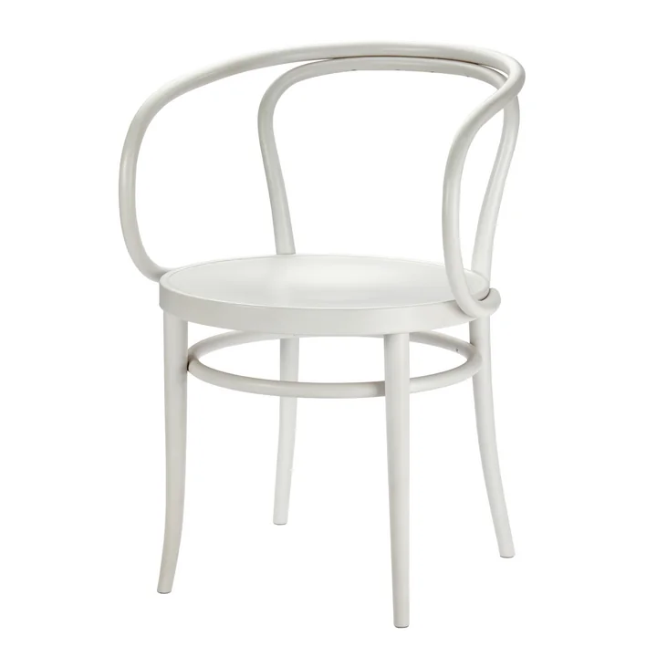 209 M bentwood chair from Thonet with trough seat / beech white glazed (TP 200)