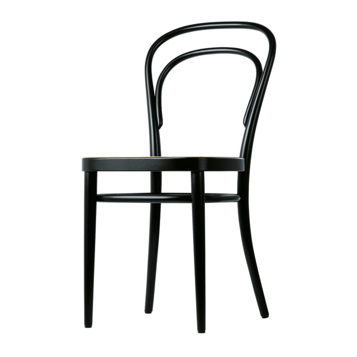 214 bentwood chair with cane wickerwork from Thonet in black stained beech (TP 29)