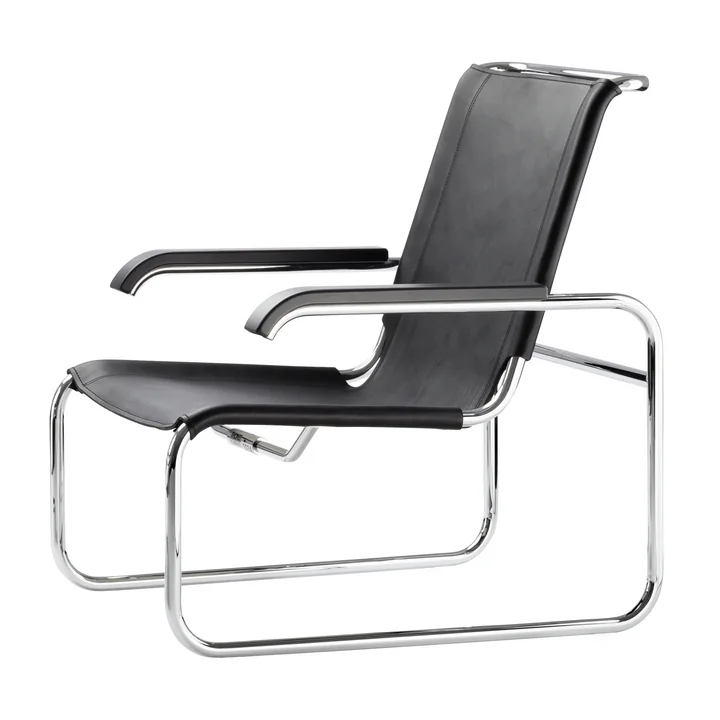 S 35 L Chair by Thonet in chrome / core black leather