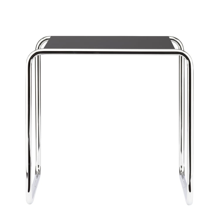B 9 b set table from Thonet in chrome / top coat deep black (RAL 9005)